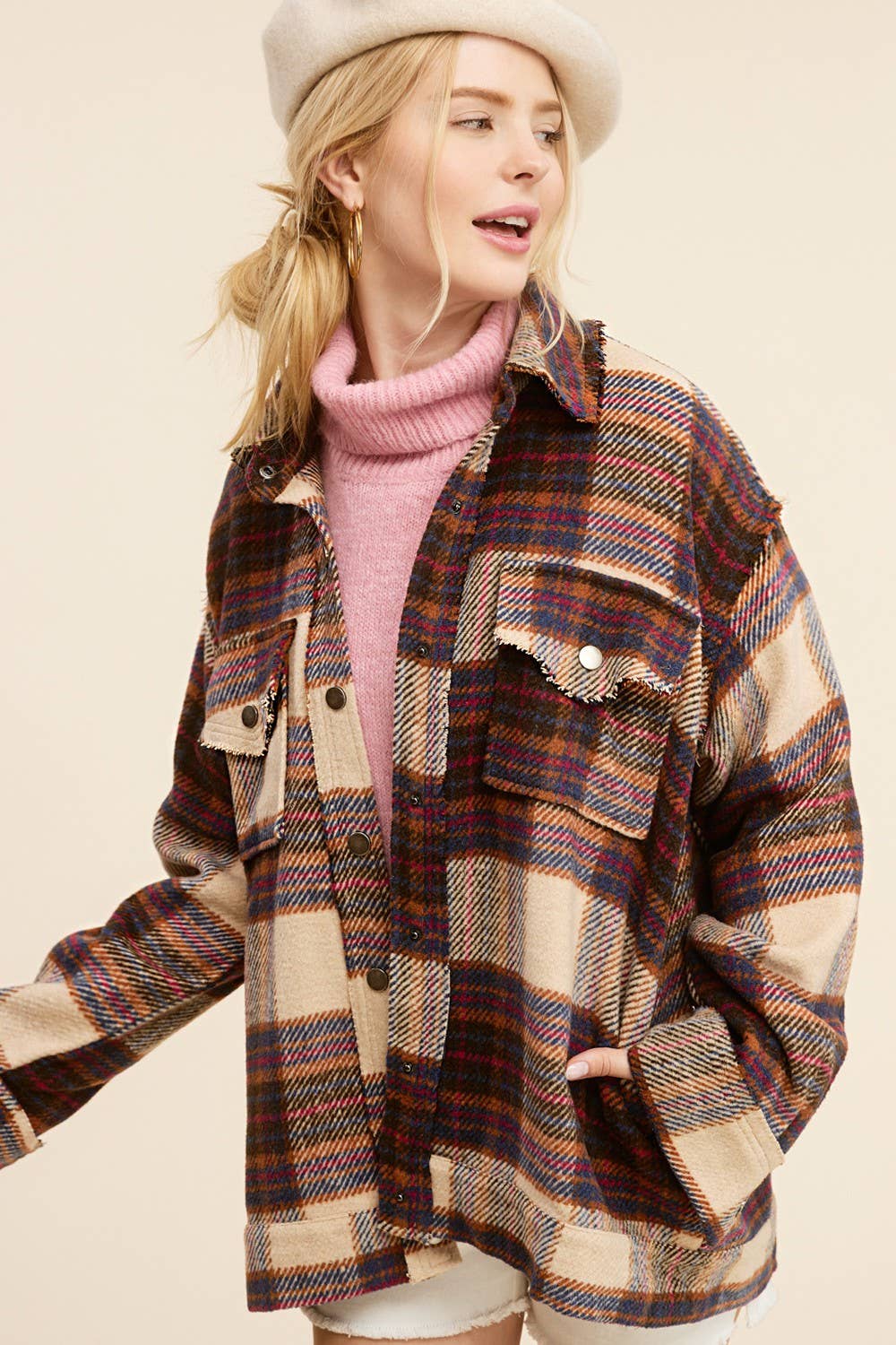 Plaid Button Down Fall Winter Jacket