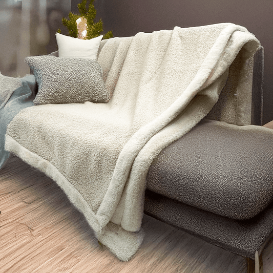 Grey Teddy Curly Throw Blanket