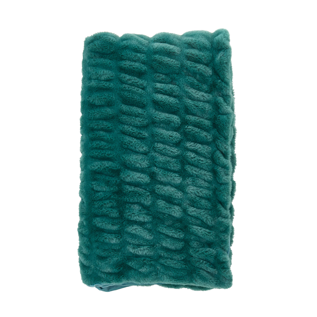 Ribbed Faux Fur Throw Blanket - Plush Polyester Throw: Red / 50"x60"
