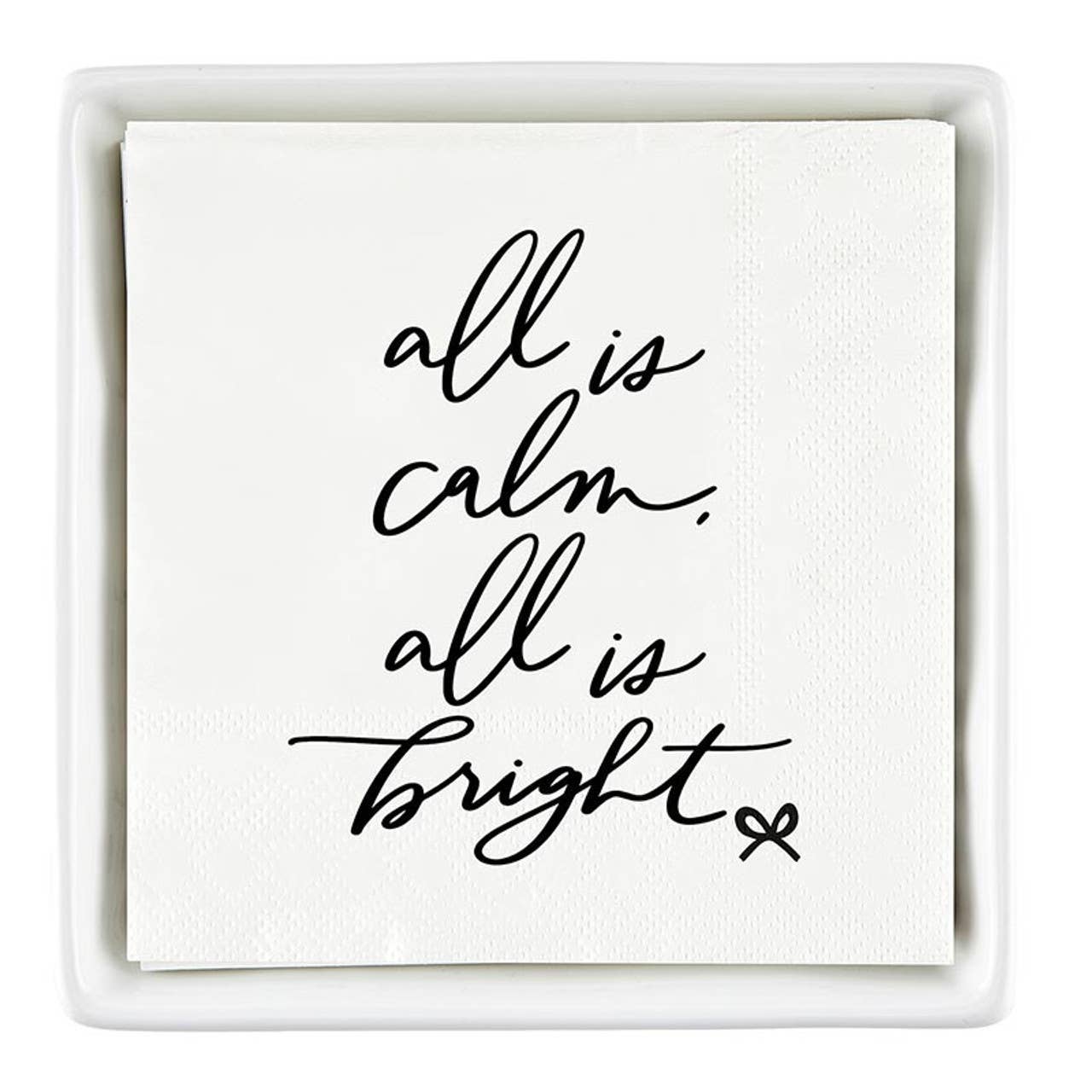 Ceramic Napkin Tray + Napkins - All is Bright: Material