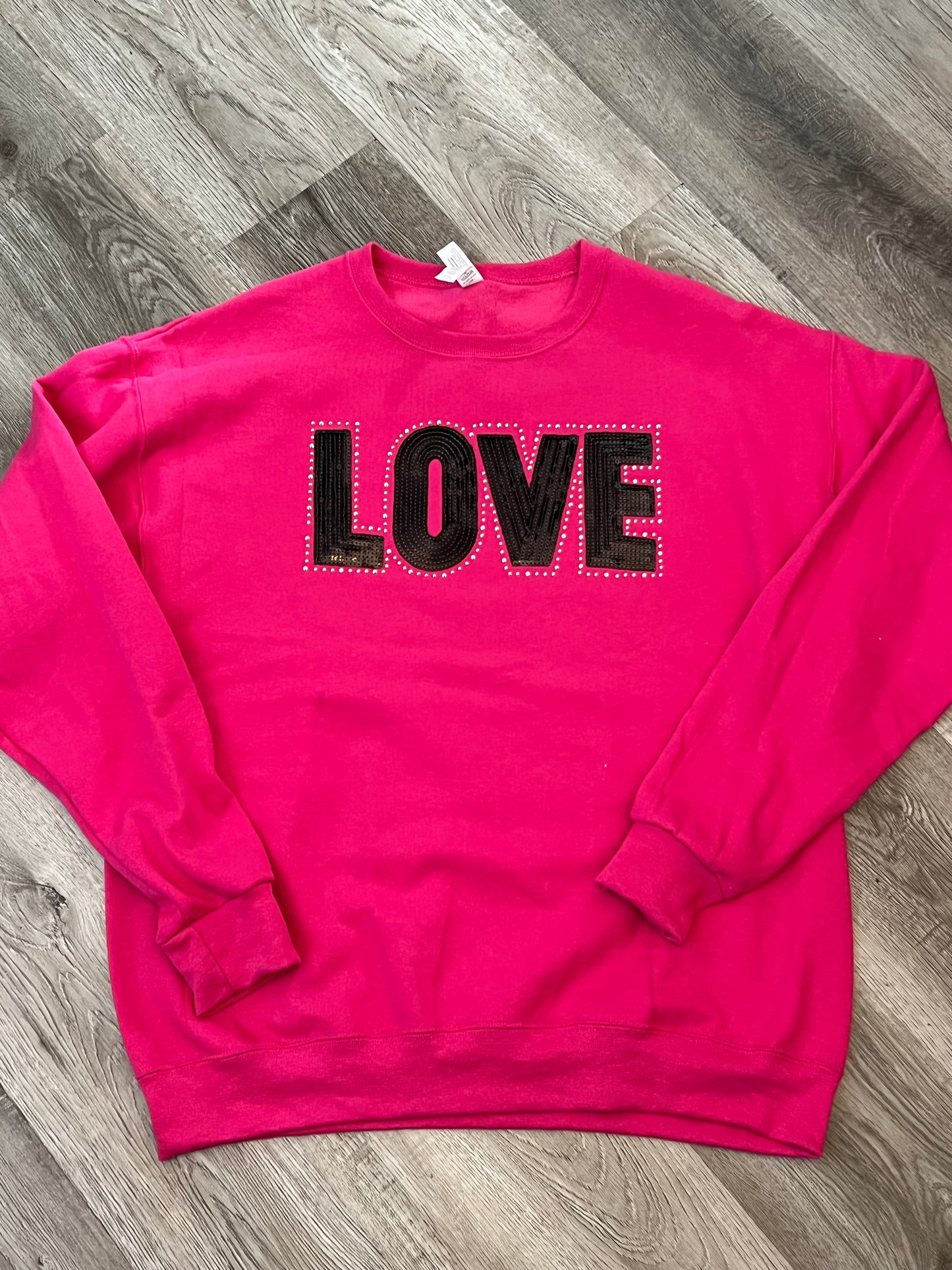 SALE Sequence "LOVE" Sweatshirt-Bright Pink