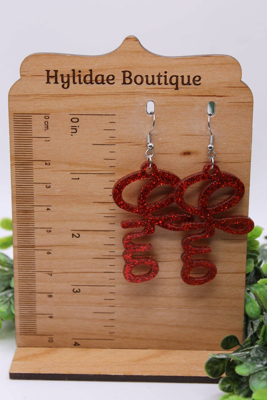 Red Glitter Ohio Drop Earrings