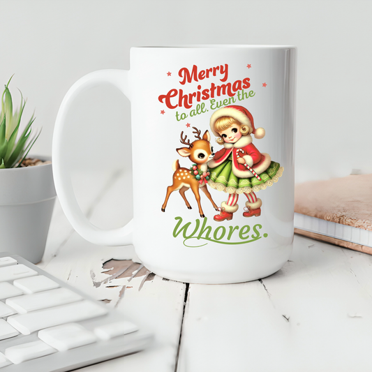 Merry Christmas to All, Reindeer Mug: 15oz