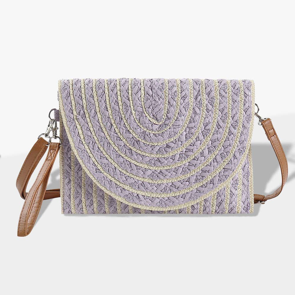 Color Striped Two Tone Straw Clutch / Crossbody Bag
: Mint
