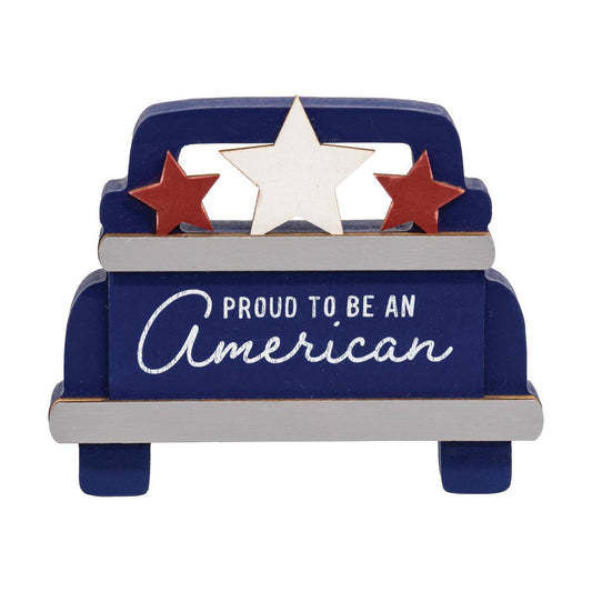 Proud To Be An Americana Chunky Blue Pickup Truck Sitter