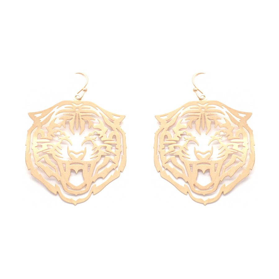 Bengal Tiger Matte Gold Earrings