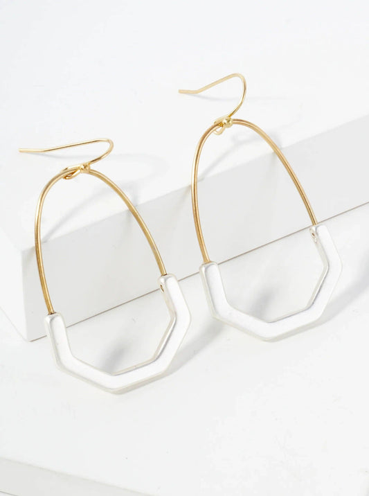 Worn Gold-Matte Silver Geometric  Metal Earrings