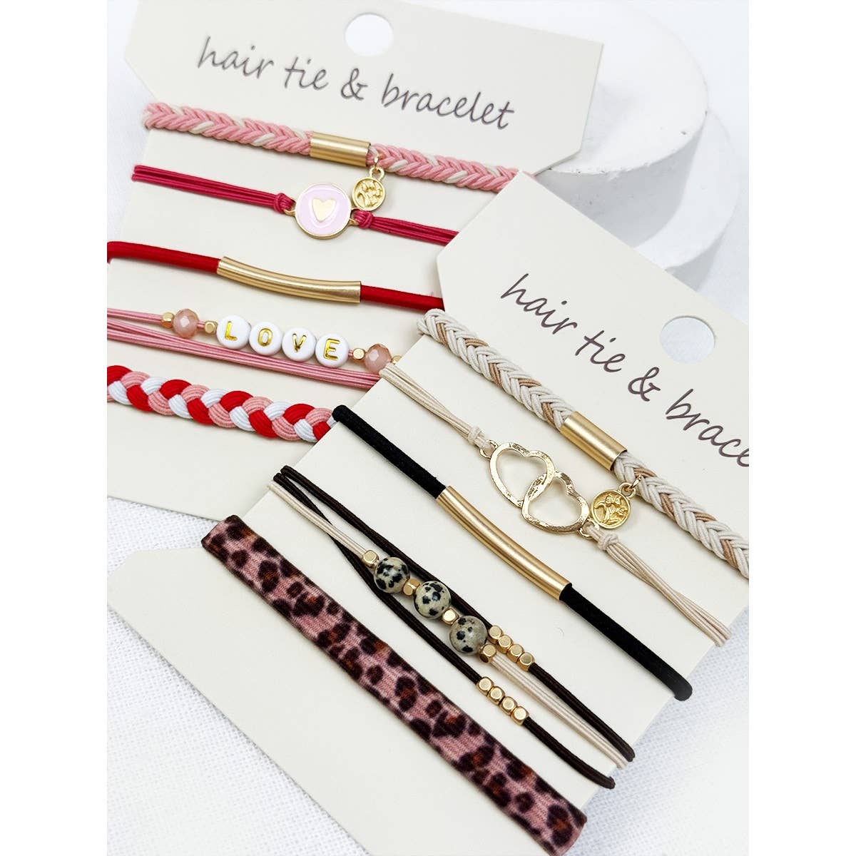Love Themed Boho Hair Tie Bracelets