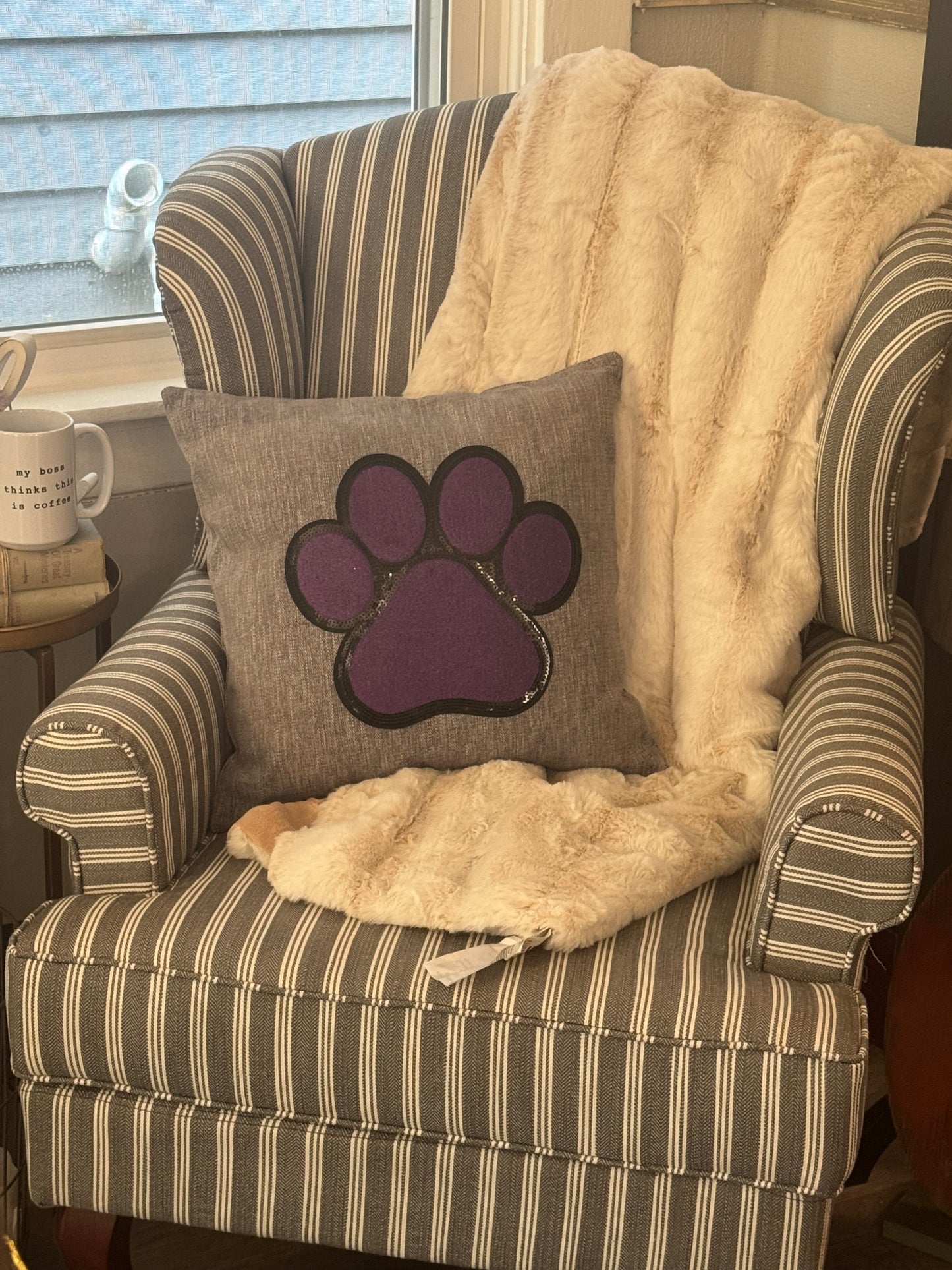 Purple Paw Print Pillow
