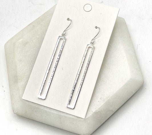 Silver Rectangle Metal Earrings