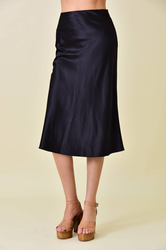 Chic Timeless Midi Satin Slip Pencil Skirt