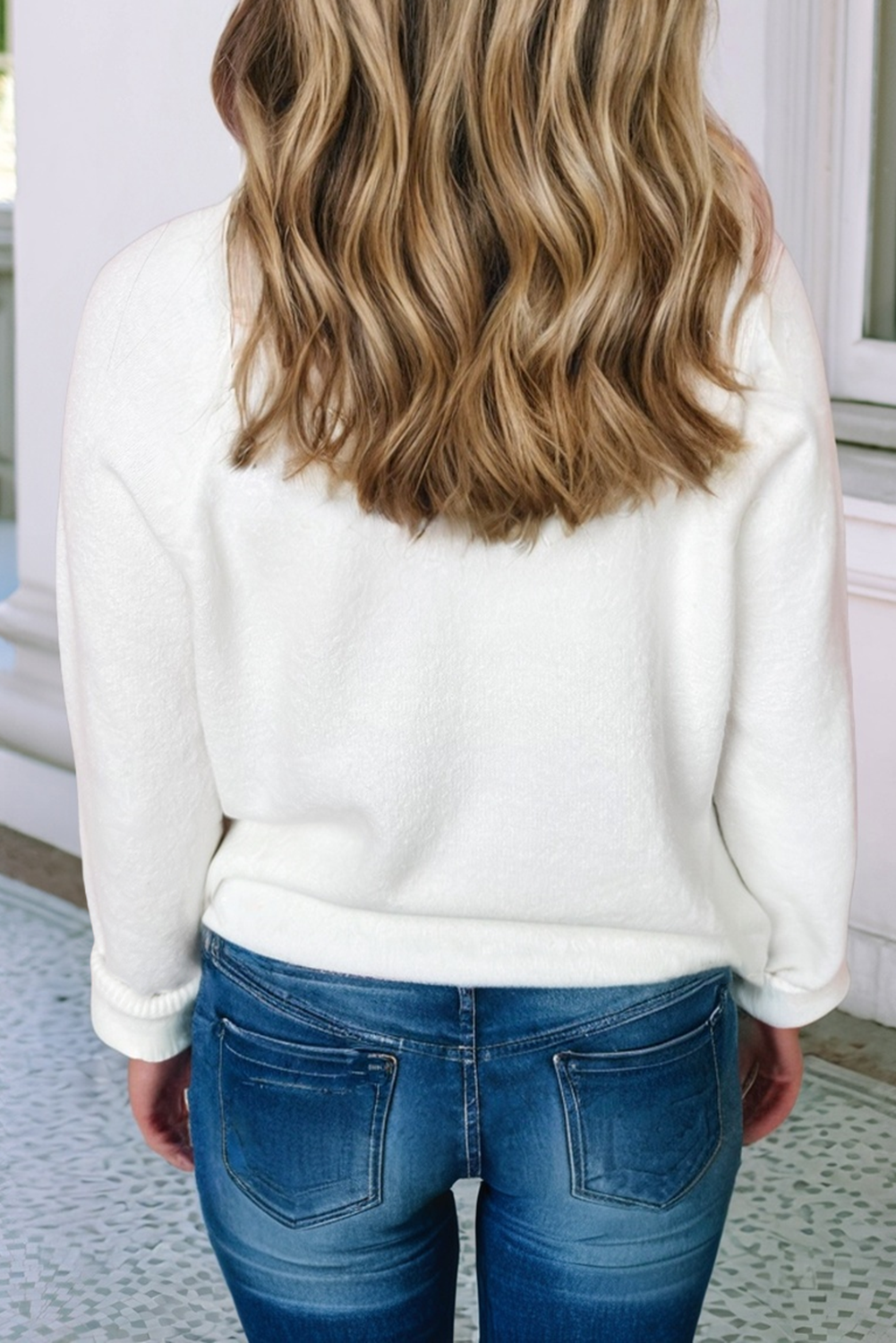 Lightweight Off-White "MERRY" Pattern Sweater