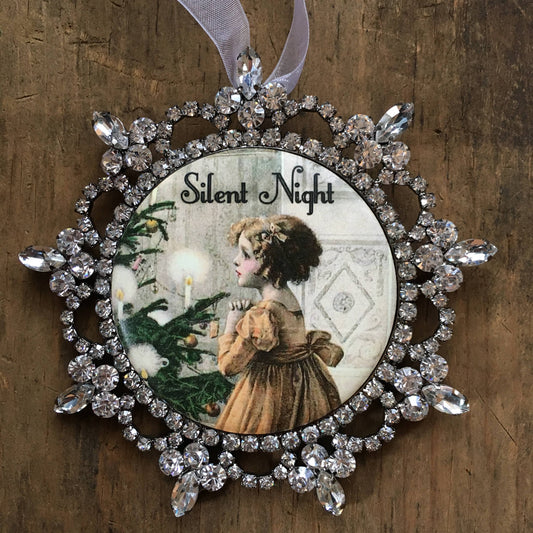 "Silent Night" Rhinestone Ornament