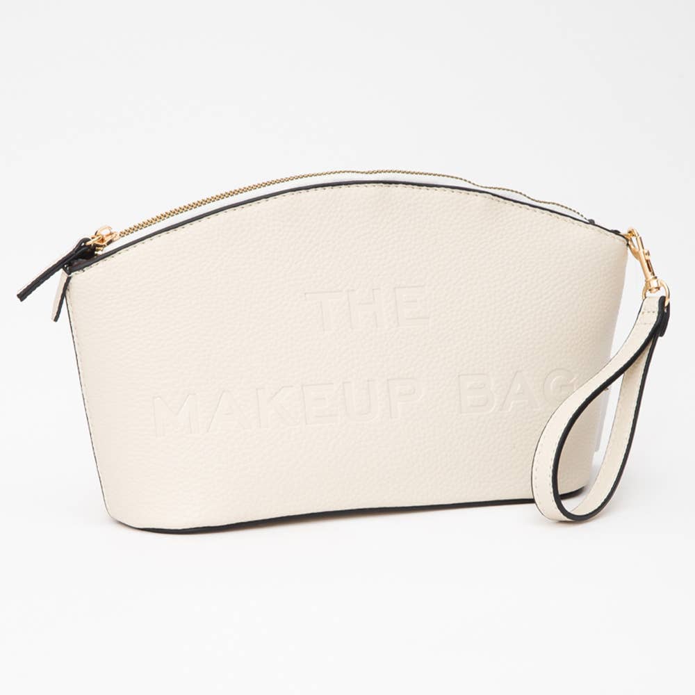Faux Leather THE MAKE UP BAG Pouch Bag/Beauty Organizer Bag: Ivory