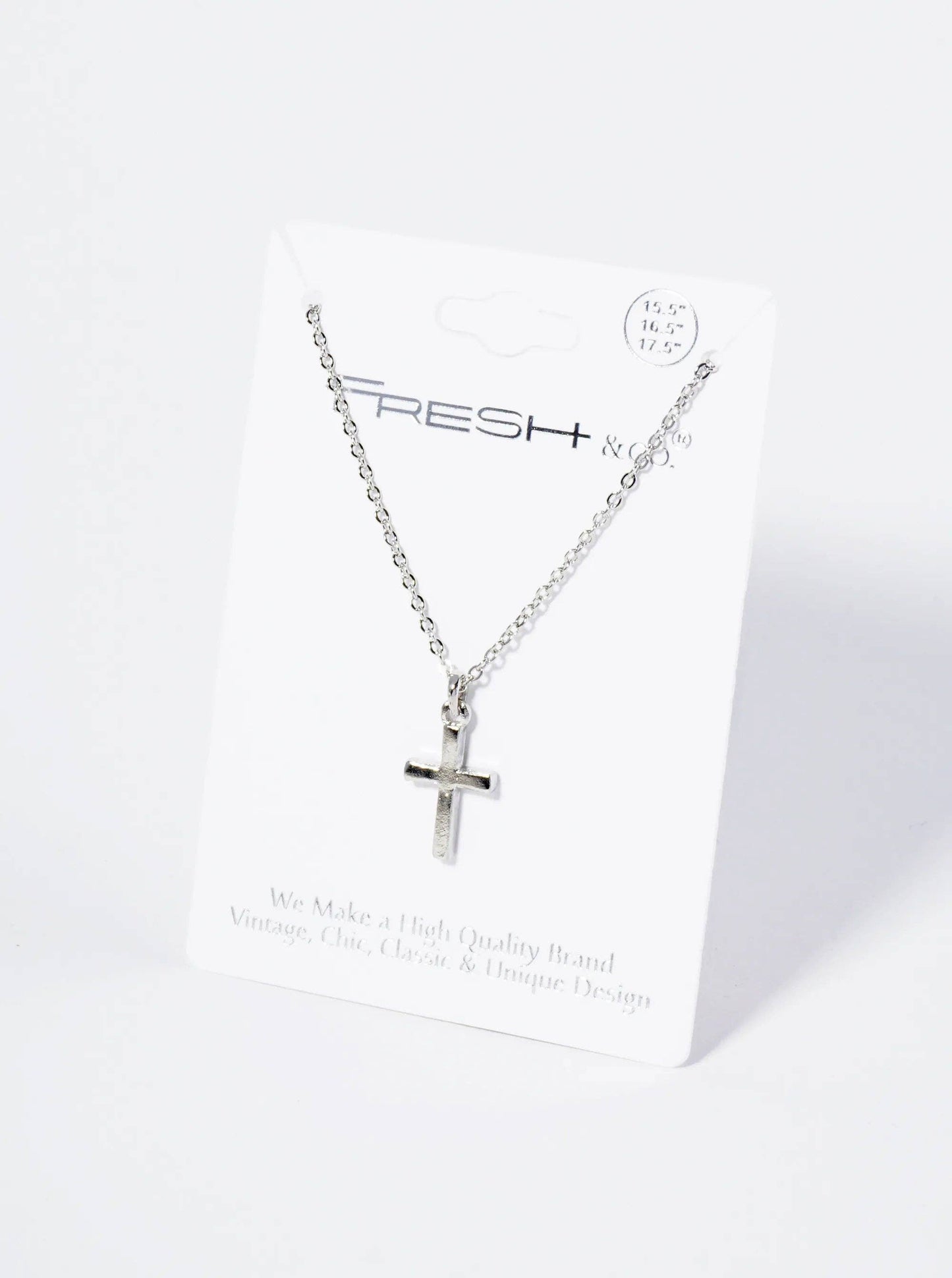 Metal Dainty Cross Pendant Necklace: Rhodium