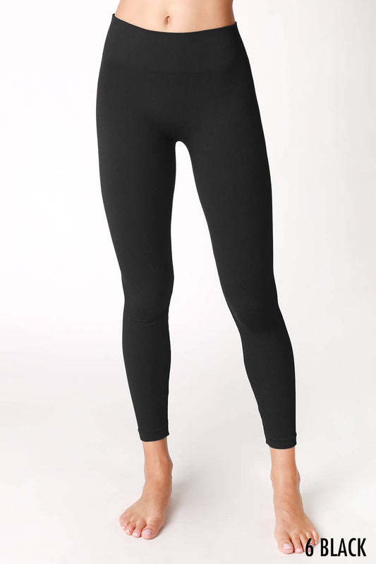 NikiBiki Ribbed High Waist Leggings: Black