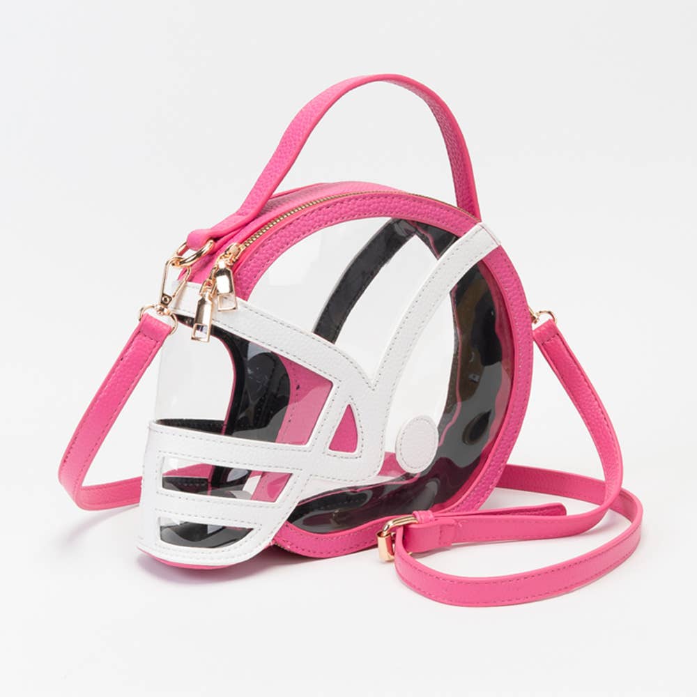 Transparent Gameday Football Helmet Shaped Crossbody Handbag: Orange White