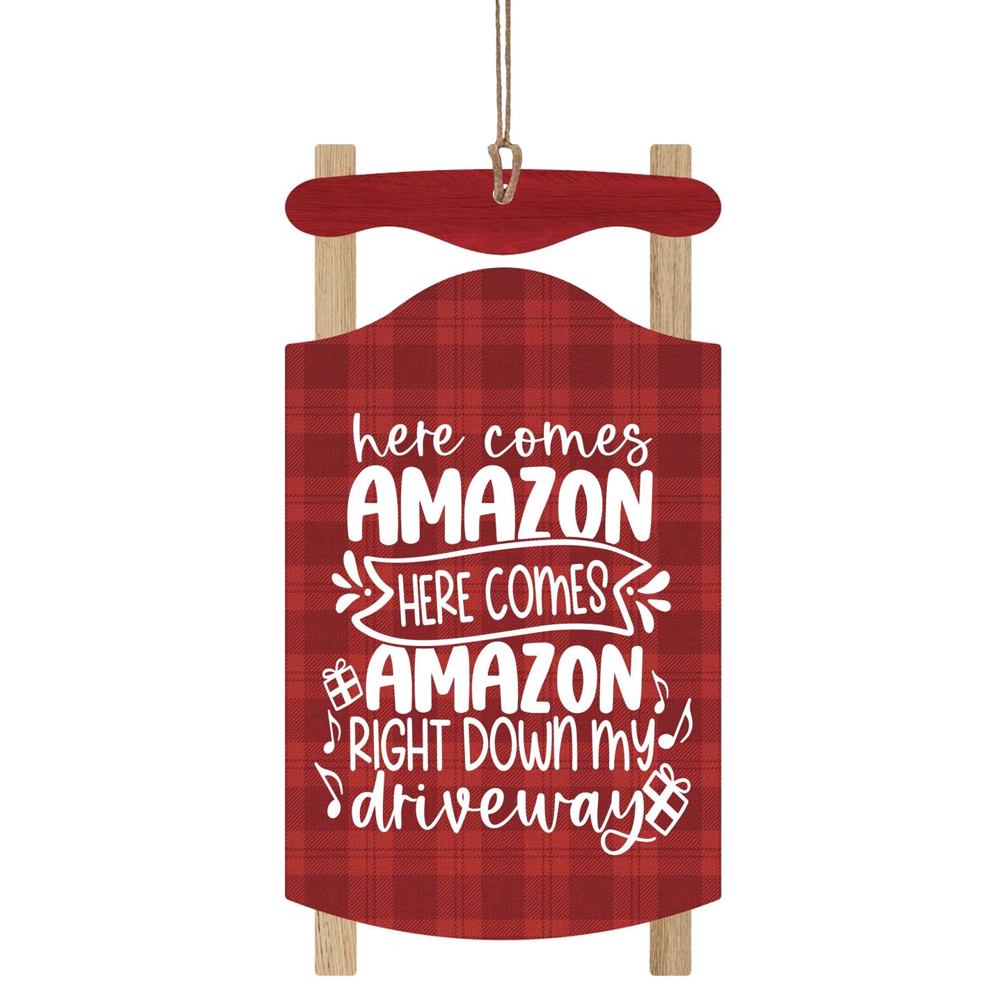 "Here Comes Amazon..." Sled Ornament