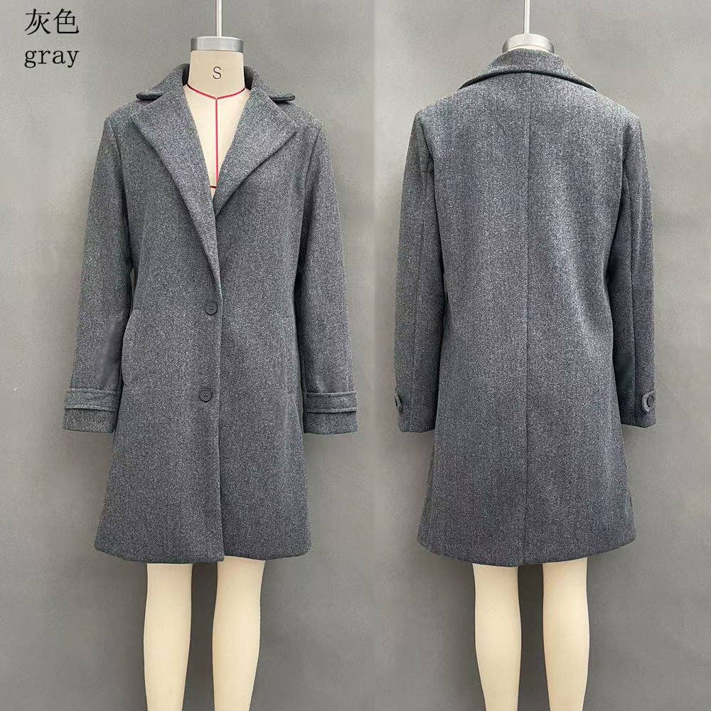 Women's Vintage Lapel Single Breasted Mid Long Coat: Camel / S