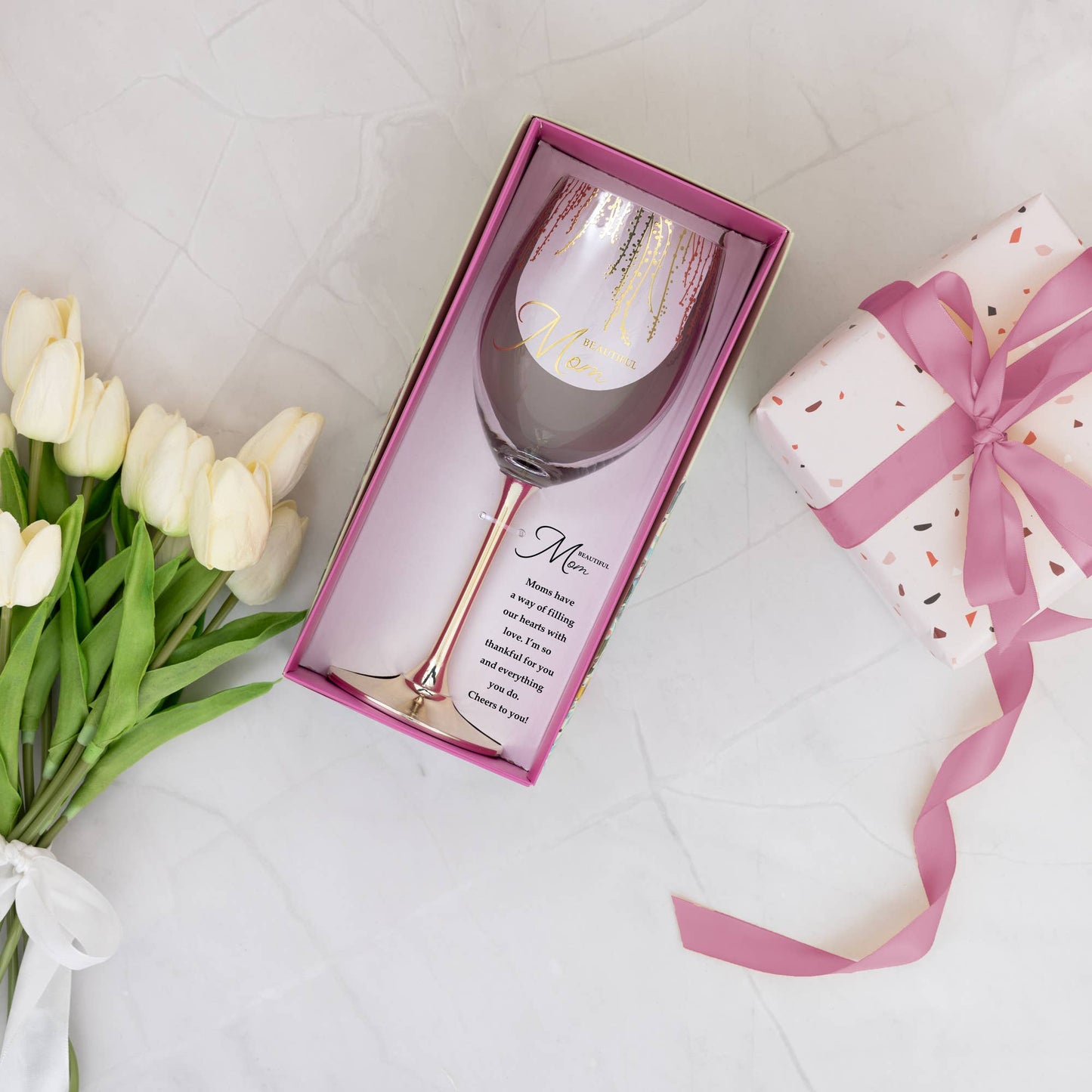 "Mom" Gift Boxed 19 oz Crystal Wine Glass