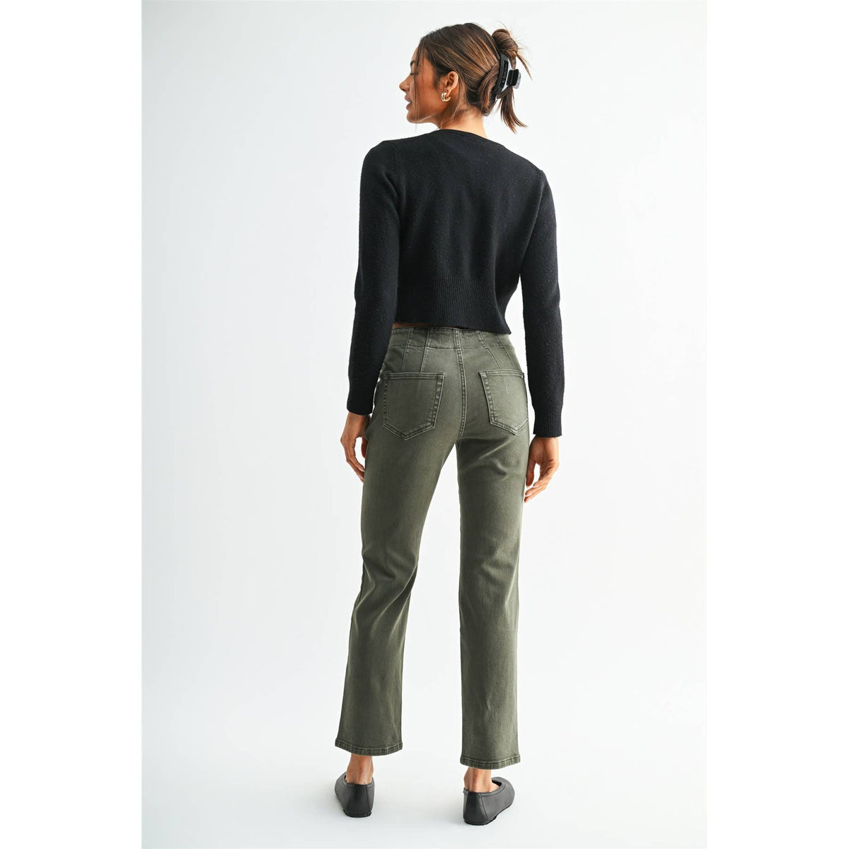 Mica Denim Verdant Green Mid-Rise Straight Leg Jean