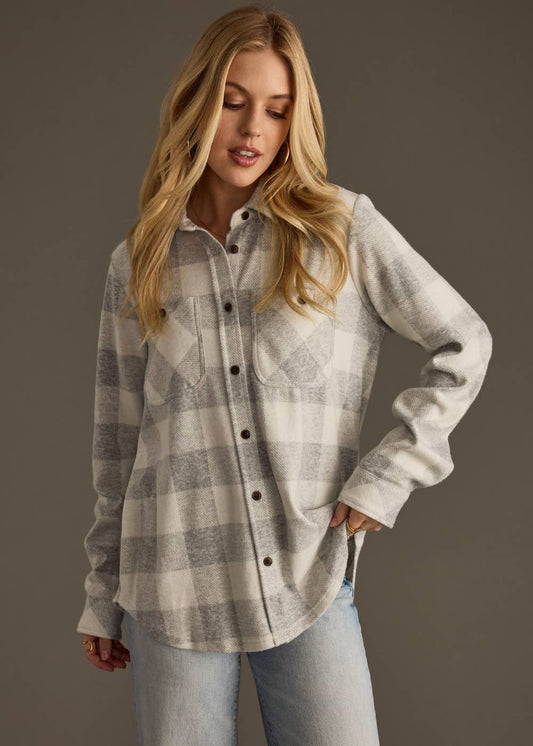 Lt. Gray & White Plaid Button Up