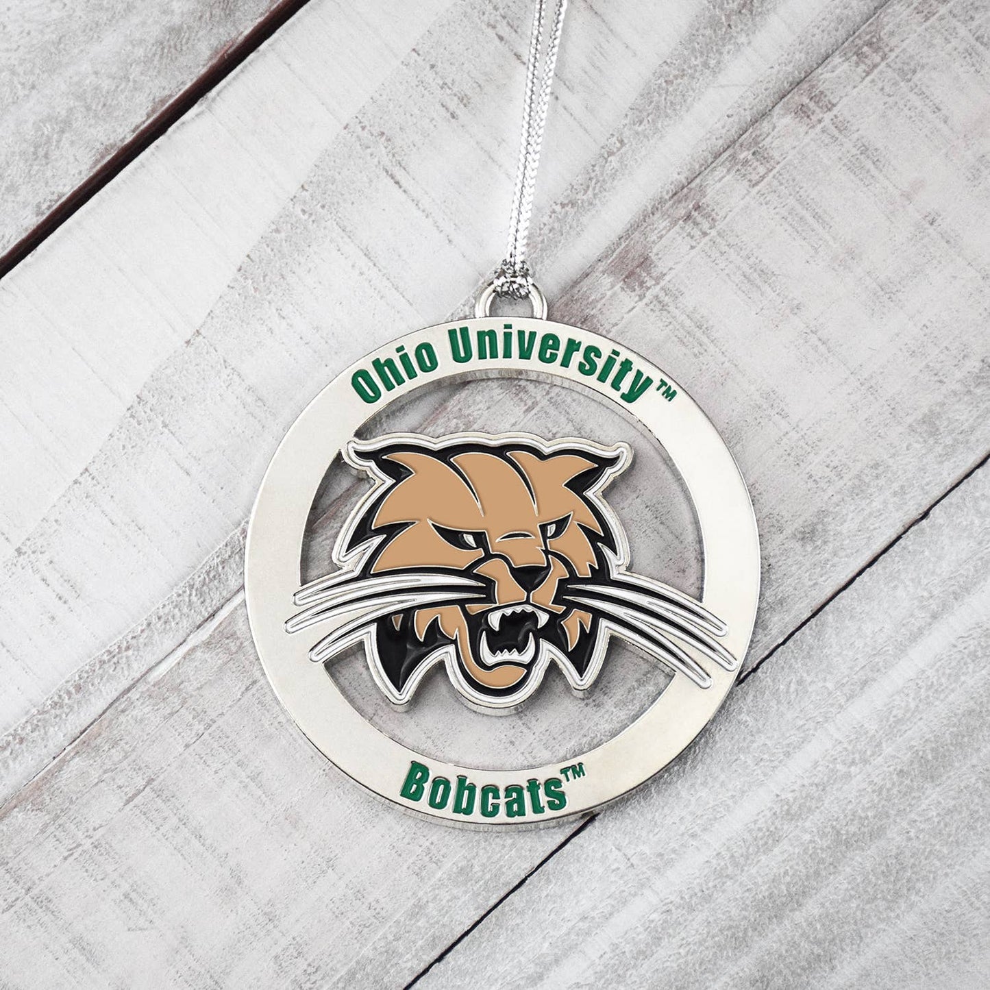 University of Ohio Bobcats Silver Ornament