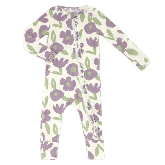 Purple Floral Cozy Romper: 12-18 months