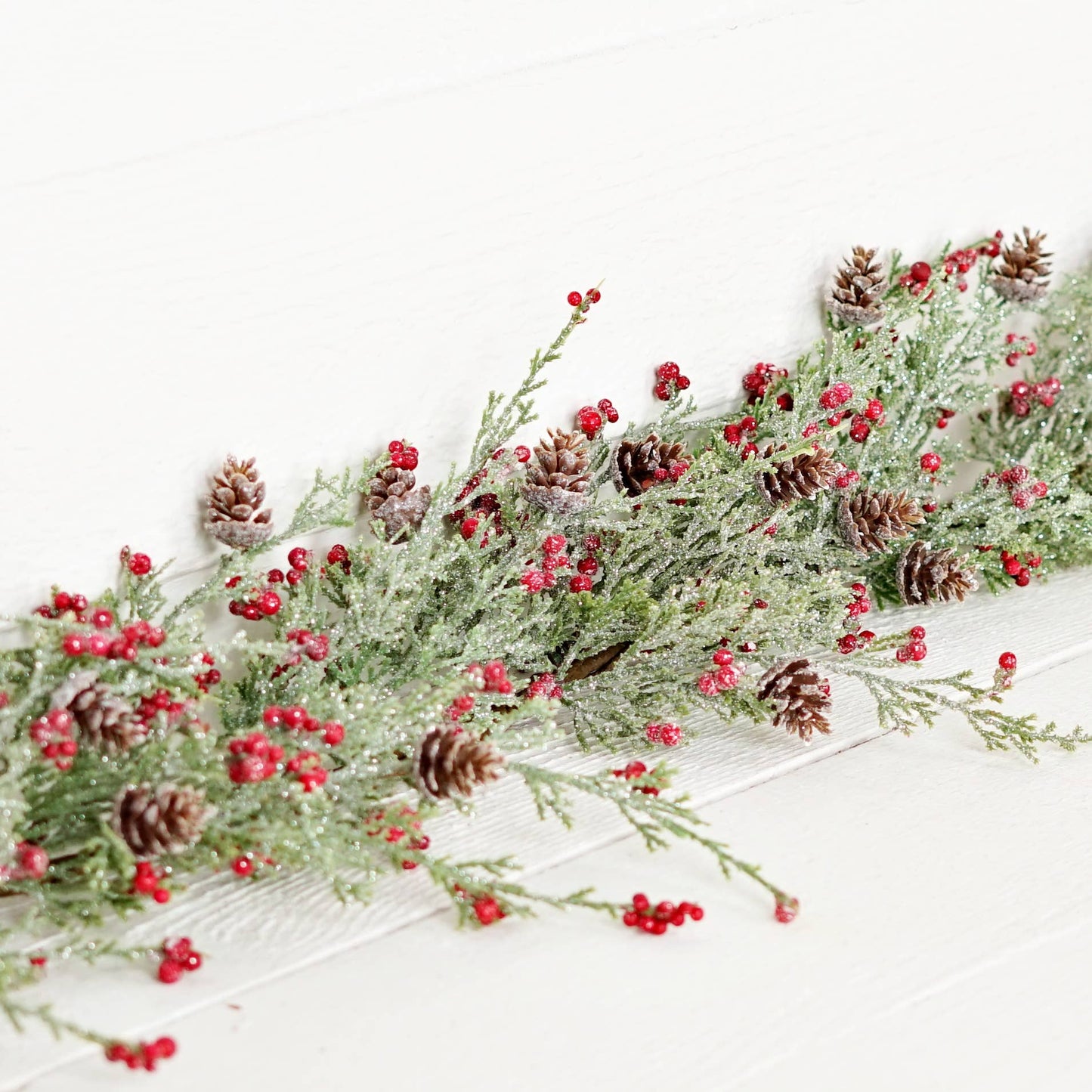 4 Foot Garland-Icy Sparkle Cypress Pine w. Pepperberry-