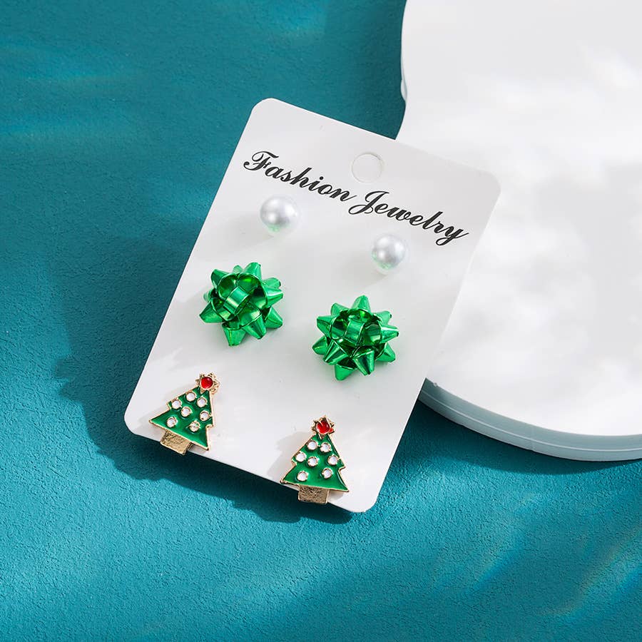 Green Christmas Earring Set