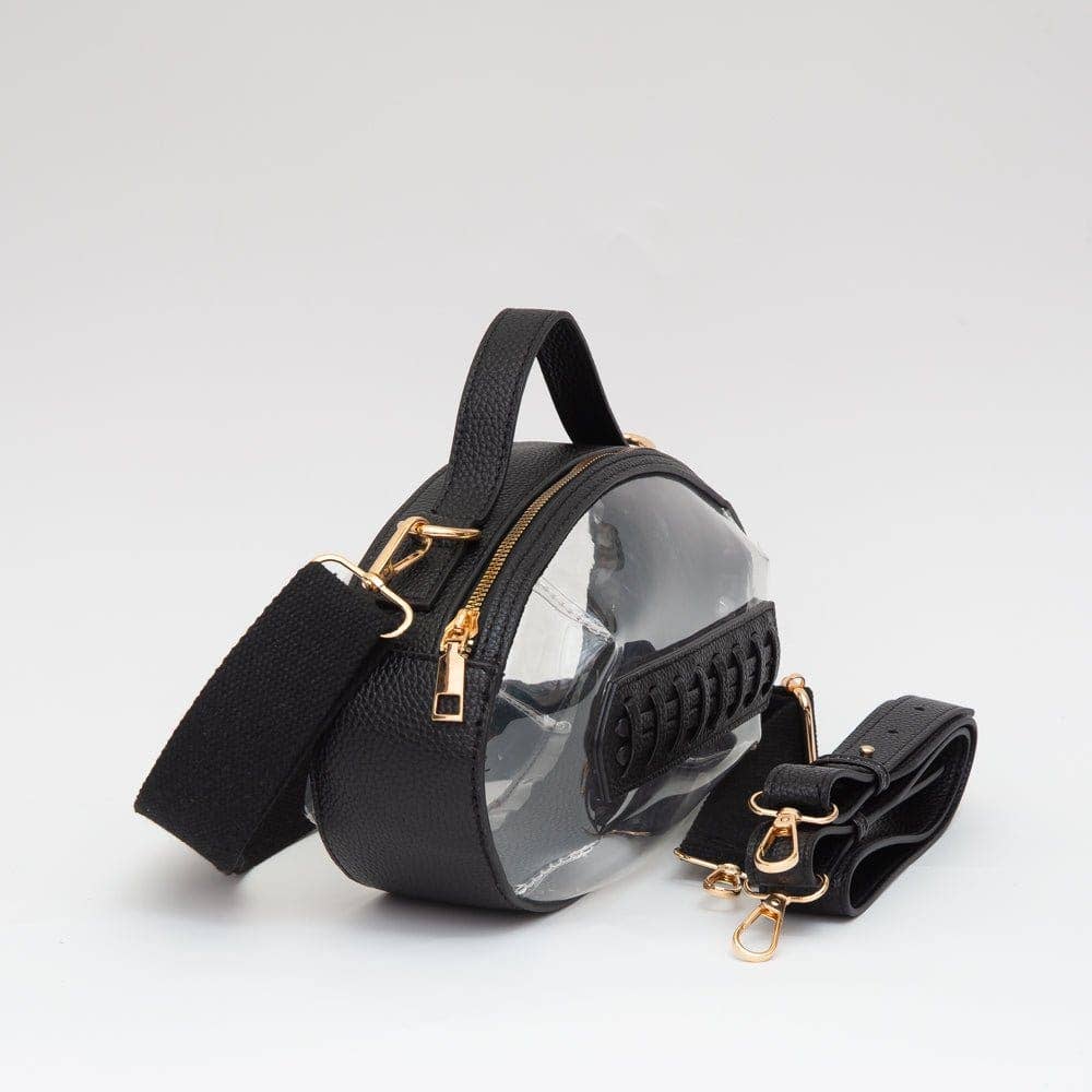 Black Clear Gameday Football Stitch Detail Crossbody Bag