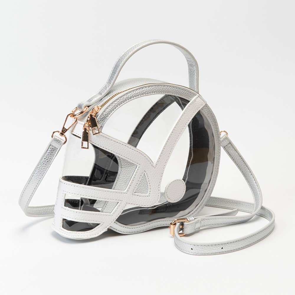 Transparent Gameday Football Helmet Shaped Crossbody Handbag: Orange White