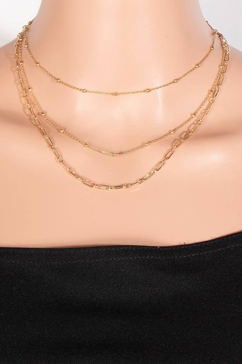 Gold Mixed Layered Chains Necklace Set