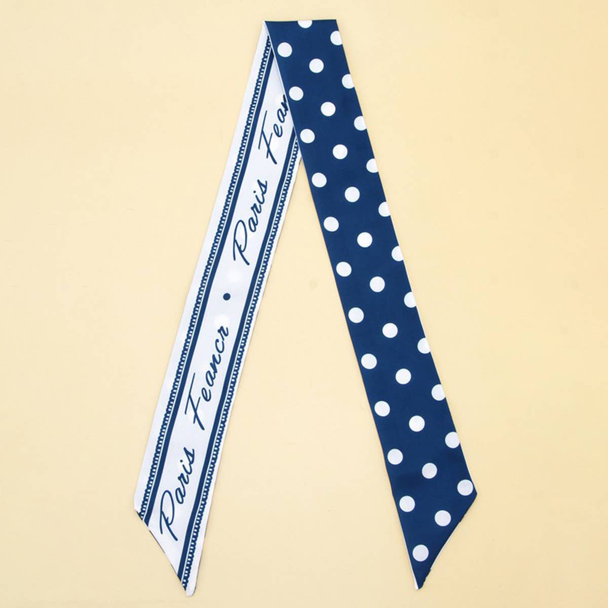Blue Polka Dot Silky Bowknot Scarf