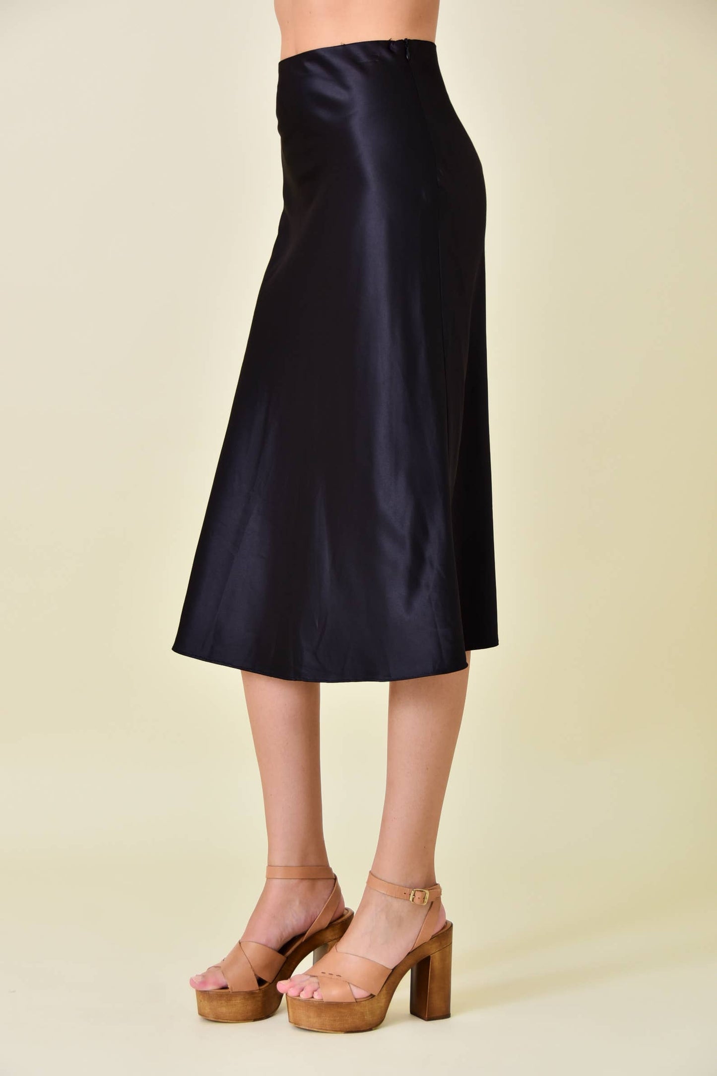 Chic Timeless Midi Satin Slip Pencil Skirt