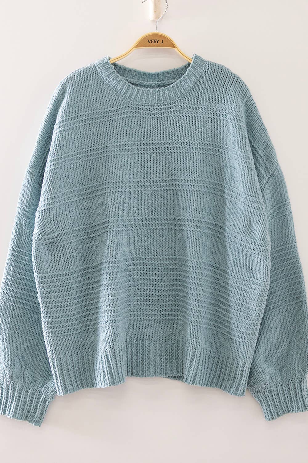12W3747N-Boat Neck Oversized Knit Sweater: SAGE / S-M-L/2-2-2