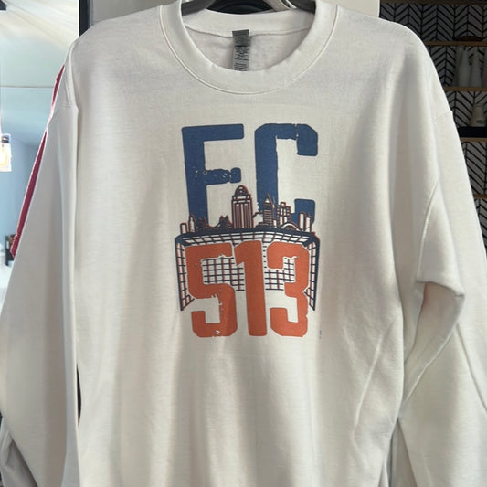 "FC 513 " White Crewneck Sweatshirt