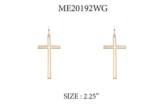 Gold Open Cross 1" Earring