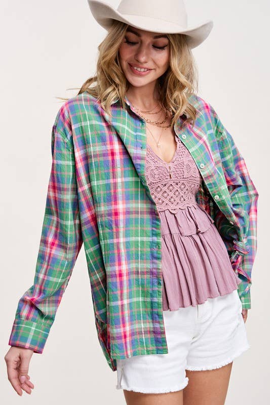 Button Down Spring Summer Plaid Shirts