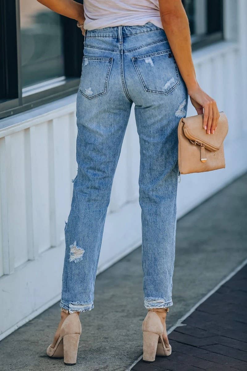 SALE Distressed Straight Leg Jean