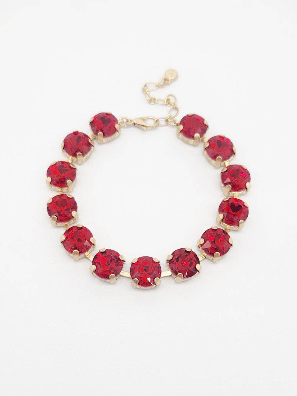 Red Square Stone with Gold Hinged 7.25" Bracelet
