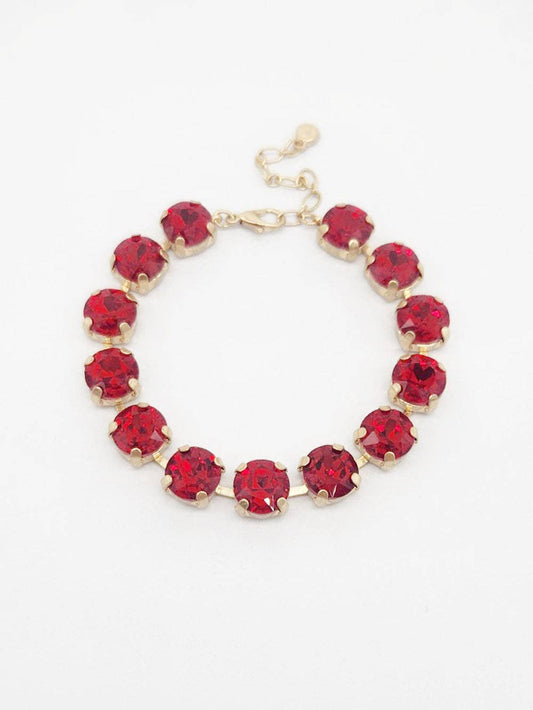 Red Square Stone with Gold Hinged 7.25" Bracelet