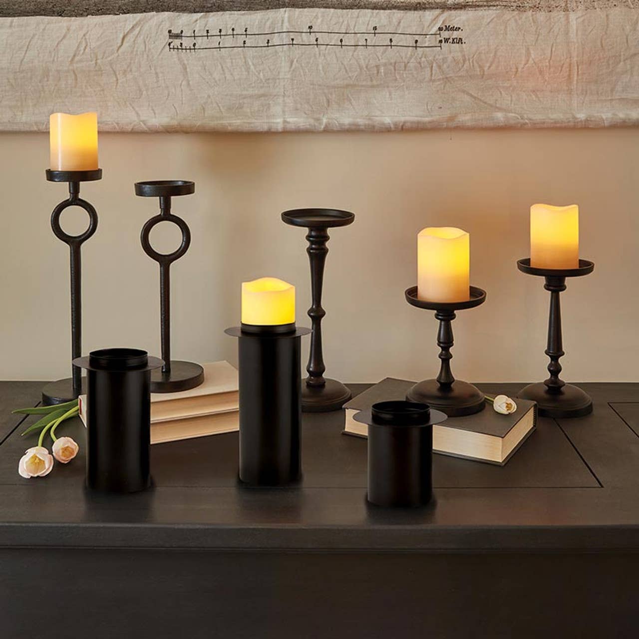 Metal Pillar Candle Holder Medium