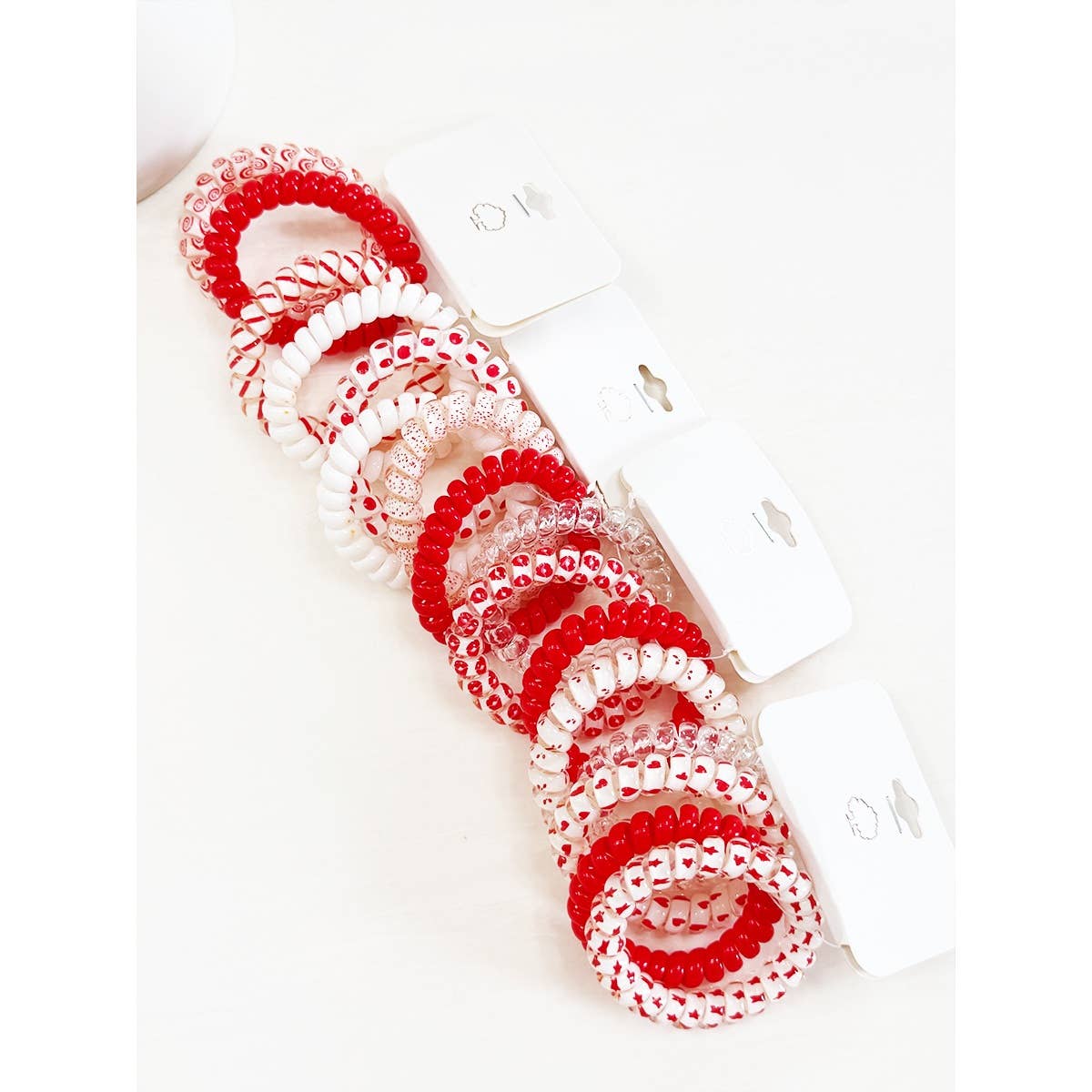 Red Color Theme mixed Spiral Hair Ties