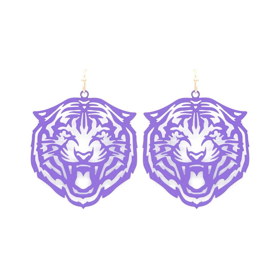 Purple Thin Panther Earrings