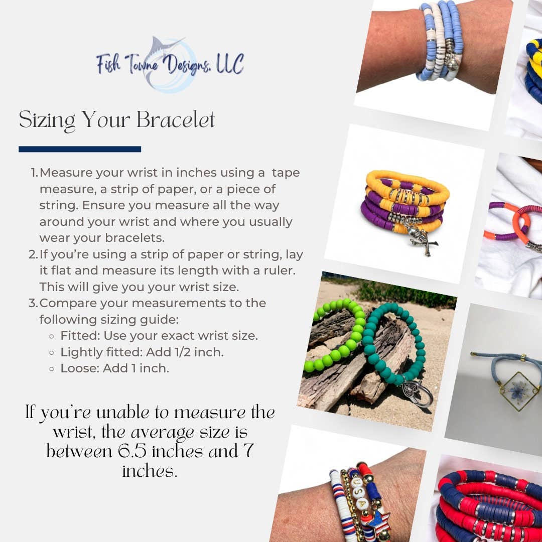 Royal Blue and White Game Day Bracelet Stack: Medium (7 inch) / Football
