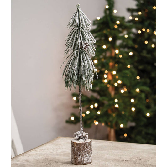 Snowy Long Needle Pine Tree w/Pinecones, 14"