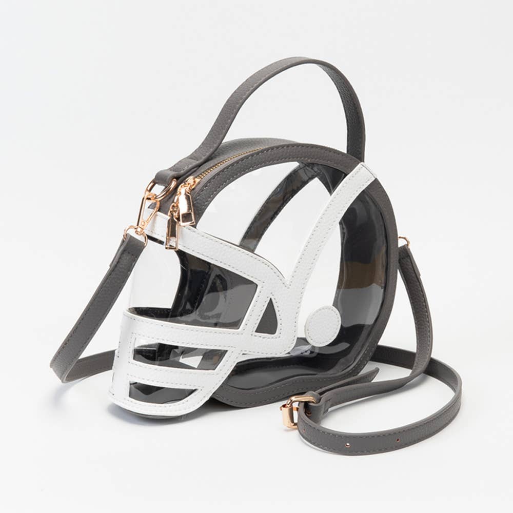 Transparent Gameday Football Helmet Shaped Crossbody Handbag: Orange White