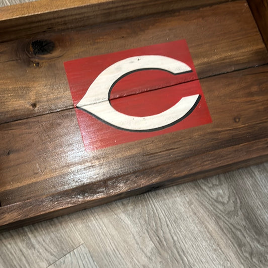 Cincinnati Baseball Themed Solid Wood Tray