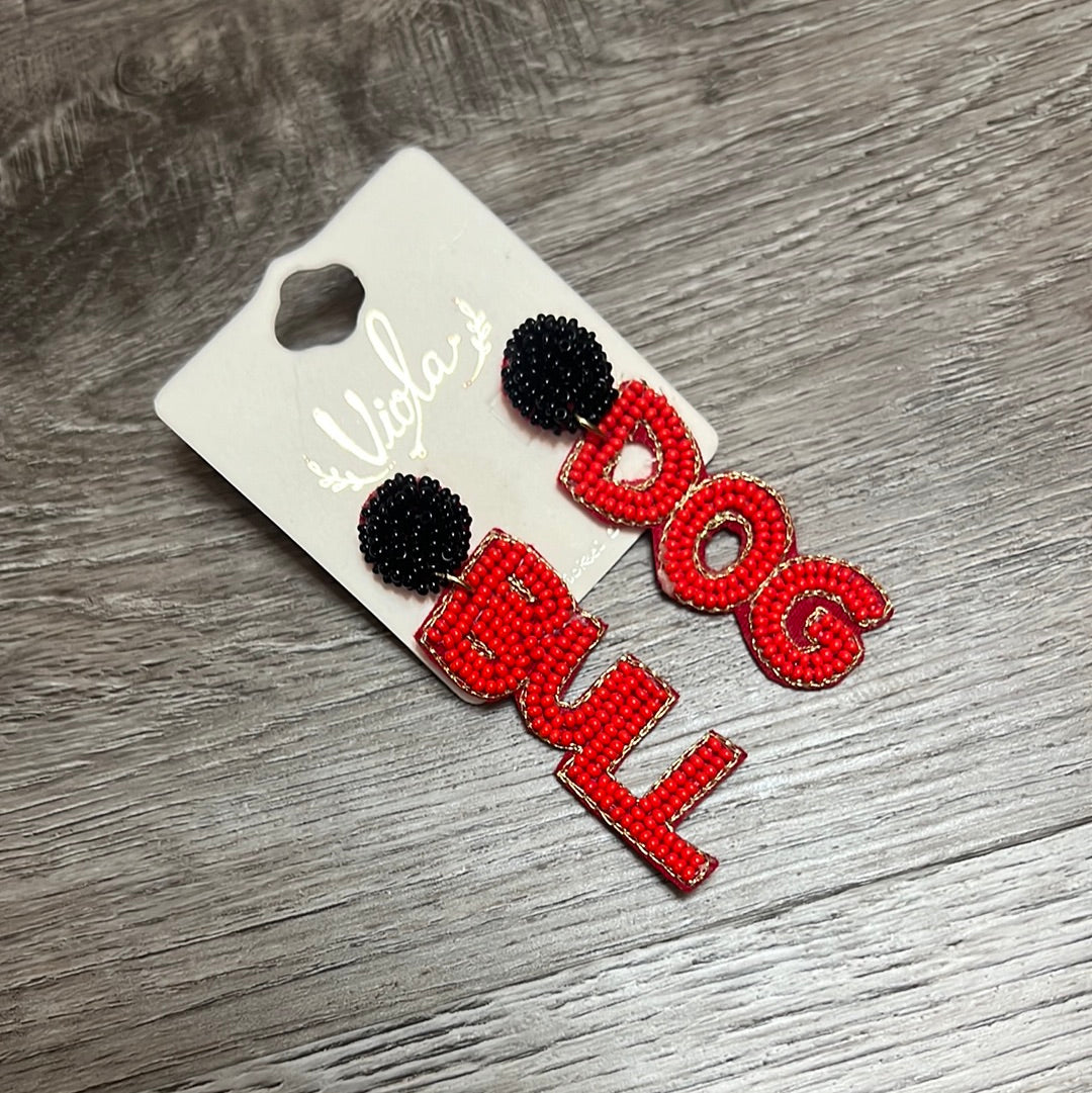 Bulldog Beaded Earrings